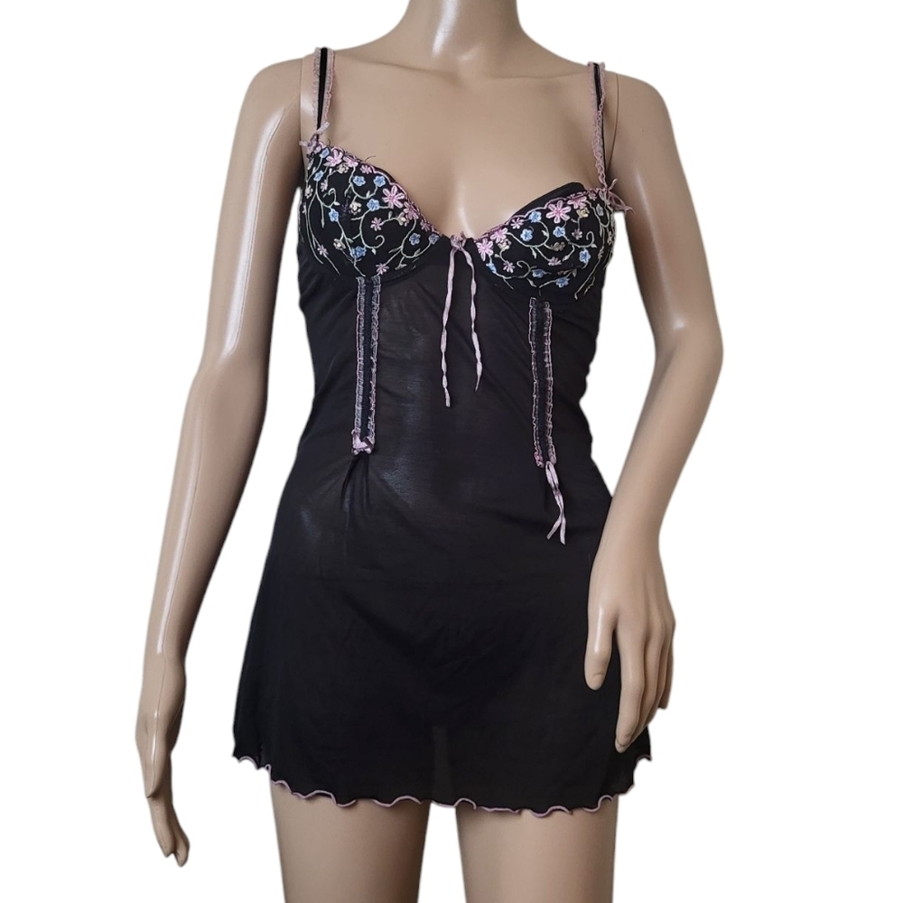 Romwe Fairycore Underwired, Floral Embroidered, Sweet & Sexy, Bow Knot Dress